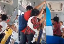 Madre con bebe en brazos se pelea con abuela en autobús